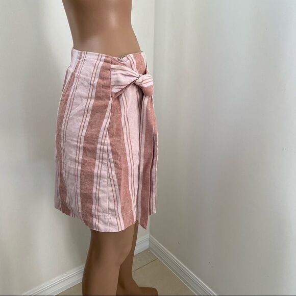 Free People Tuscan Sunrise Pink Striped Wrap Mini Skirt 6 - Picture 4 of 8